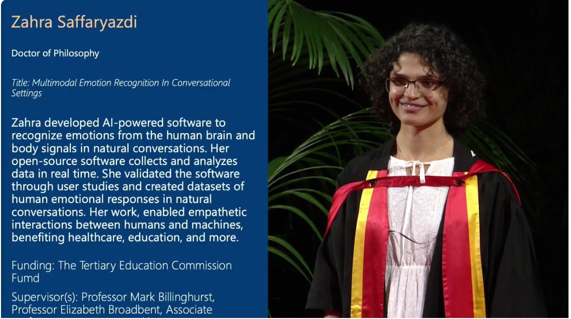 EmpathicCompLab's tweet image. Congratulations to our newest PhD graduate from the Empathic Computing Lab - Dr. Zahra [Nastaran] Saffaryazdi! 

Wishing you the best in your future endeavors!

#phd  #graduation