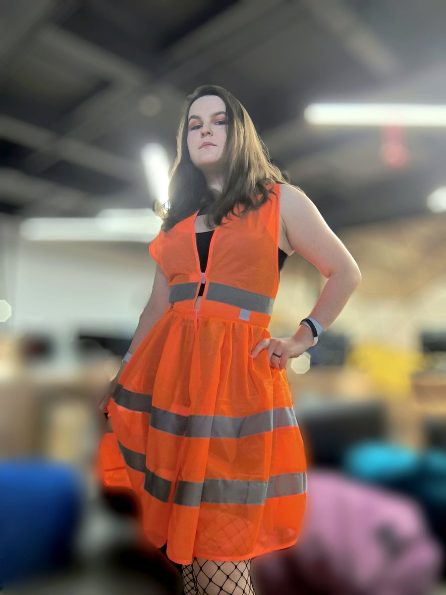 nohopeoutthere's tweet photo. Made a dress out of cheap safety vests for a party at work

Co-workers said I am cosplaying as VLC player's icon😁

Felt like sharing it here, it's been a while since i posted anything https://t.co/oYVBTzHA7c