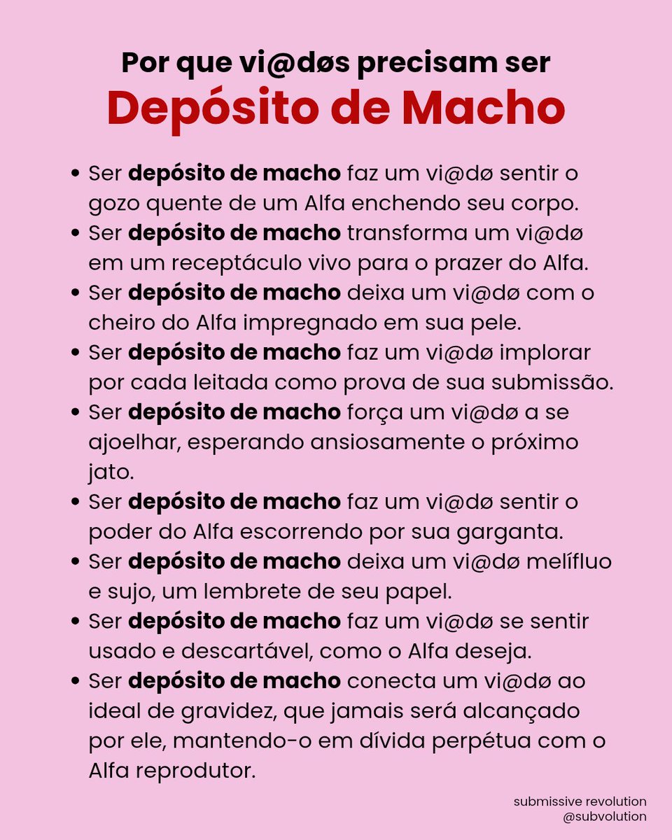 subvolution's tweet photo. Por que vi@døs precisam ser
DEPÓSITO DE MACHO https://t.co/CgGPJYMJet