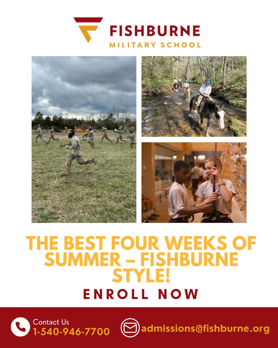 FMS_Caissons's tweet photo. From high-adventure JROTC Fridays to tubing the James River and learning personal finance—every week is packed with excitement, growth, and unforgettable moments. Don’t wait—secure your spot today!
🔗 Enroll now: 📞 1-540-946-7700 | 📩 admissions@fishburne.org https://t.co/ua5uE6aF4H