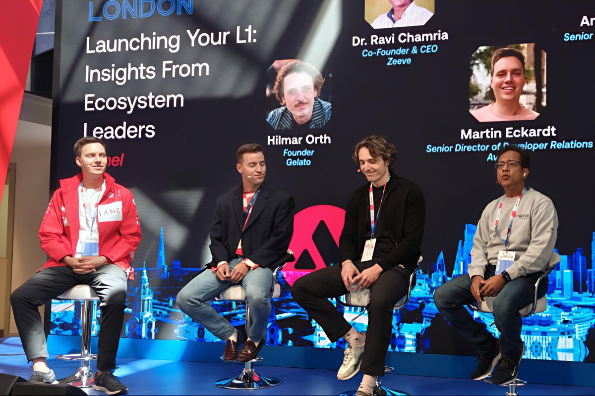 Zeeve🔺 (@0xzeeve) on Twitter photo The fire panel of <a href="/rpchamria/">Dr. Ravi Chamria | Co-founder CEO of Zeeve</a>, <a href="/hilmarxo/">Hilmar</a>, <a href="/martin_eckardt/">Martin Eckardt 🔺</a> and Anthony Janocko sharing the "Insights from Ecosystem Leaders" on Launching you L1 on DAY 1 of Avalanche Summit London. The fire panel of <a href="/rpchamria/">Dr. Ravi Chamria | Co-founder CEO of Zeeve</a>, <a href="/hilmarxo/">Hilmar</a>, <a href="/martin_eckardt/">Martin Eckardt 🔺</a> and Anthony Janocko sharing the "Insights from Ecosystem Leaders" on Launching you L1 on DAY 1 of Avalanche Summit London.