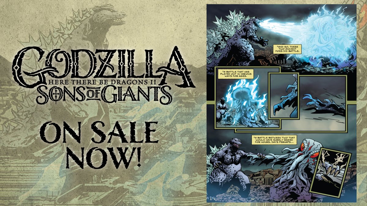 IDWPublishing's tweet photo. The sequel to #Eisnernominated, #Godzilla: #HereThereBeDragons.

A historical #miniseries that explores a shadowy society who control the secrets of the #kaiju, from ancient #Rome to Colonial America.

Grab #GodzillaHereThereBeDragons II— #SonsofGiants: https://t.co/ohywqQ7lhW https://t.co/k8MUGV5Csh