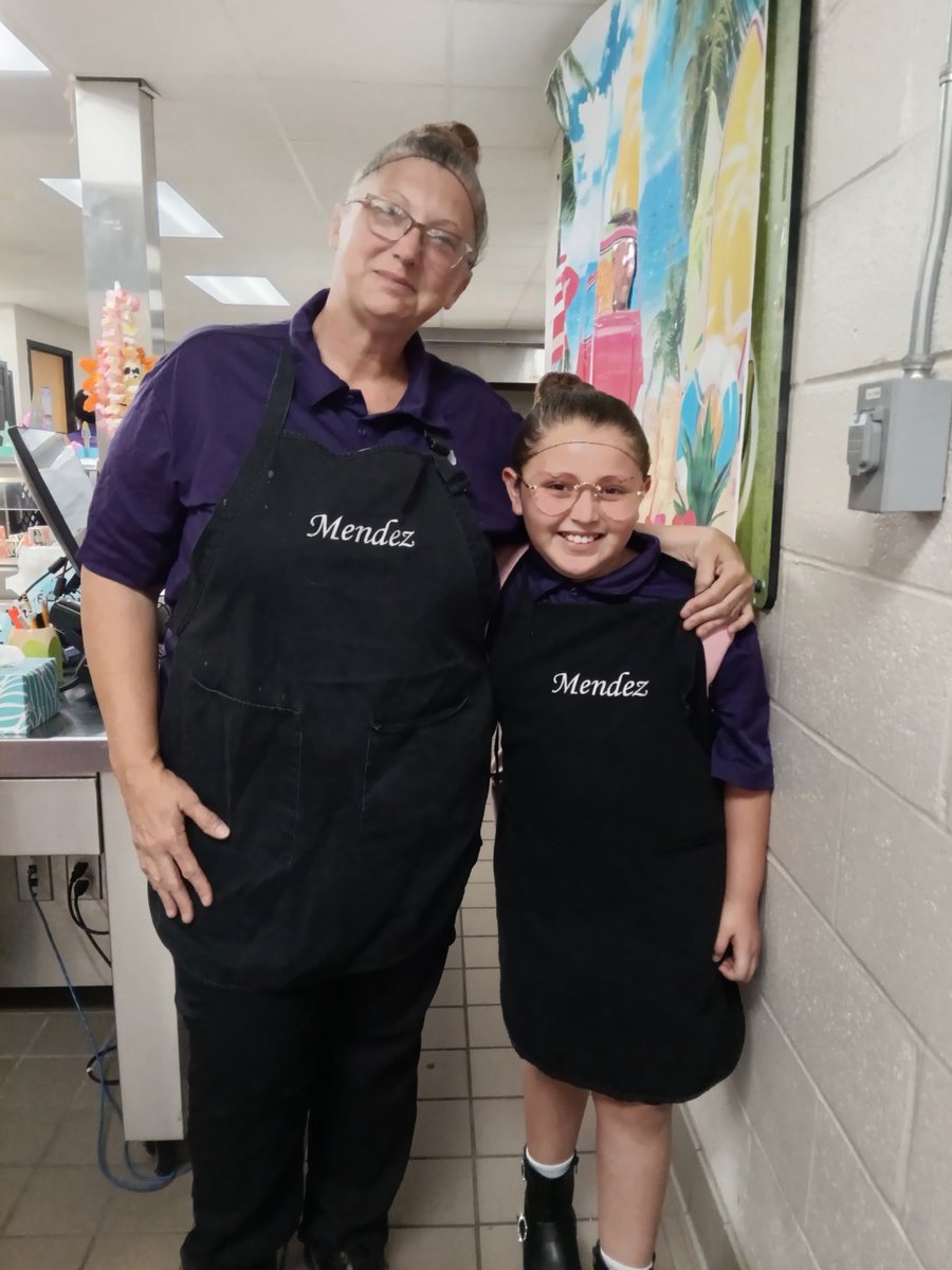 Twin Day at Mendez was something special today 💜 Cafe member Karen and her sweet granddaughter Stormie showed us what makes our Child Nutrition team so unique — the love, connection, and the powerful example our staff sets every day. Our students look up to them, not just for