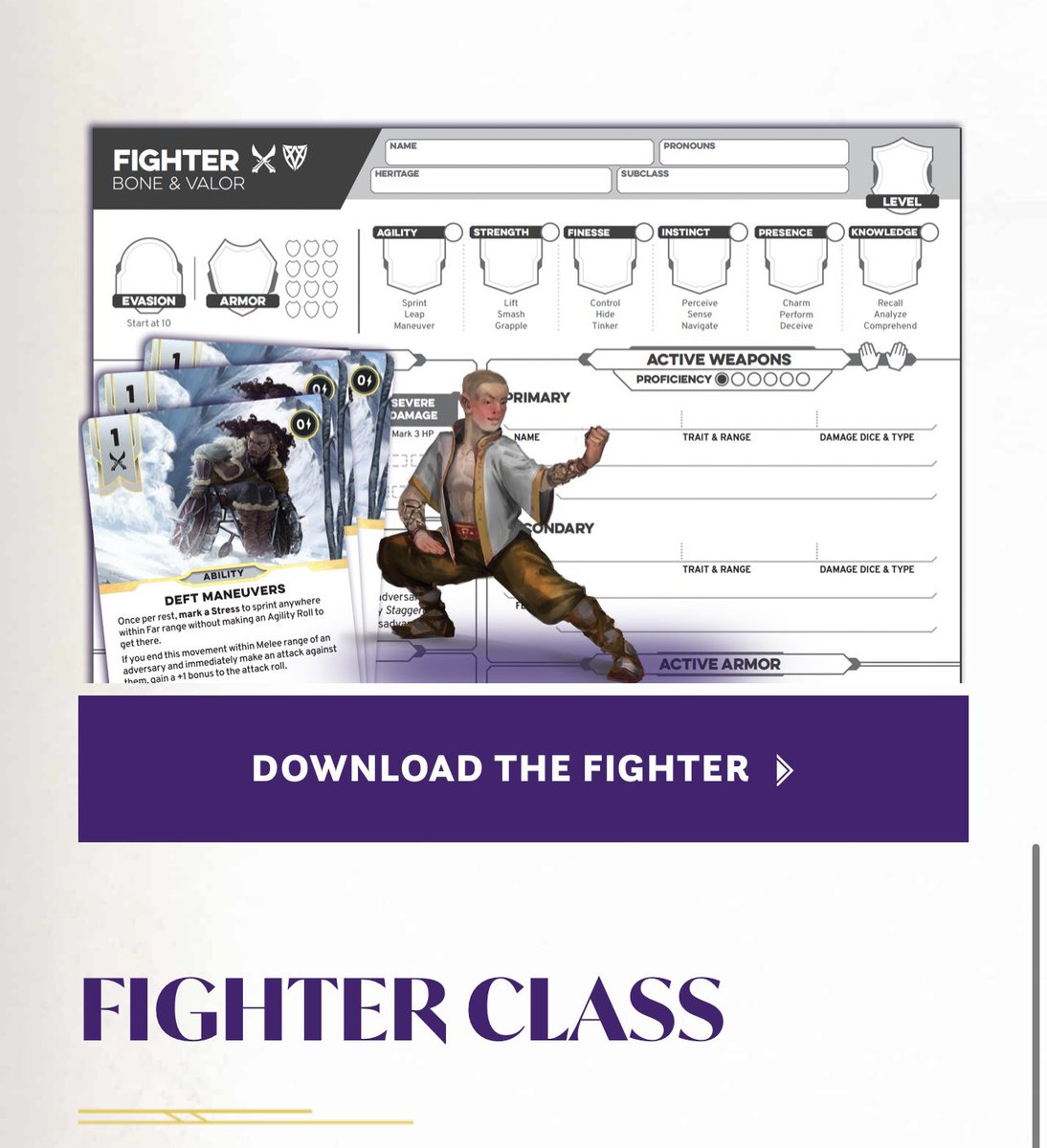 matthewmercer's tweet image. As part of today’s celebration of the launch of #Daggerheart, we teased our upcoming Custom Card Creator & dropped “The Void”, our hub for playtest materials!
First drop is the Warlock & Fighter classes (& the new Dread domain w/ the Warlock)!
Hit up Daggerheart.com!