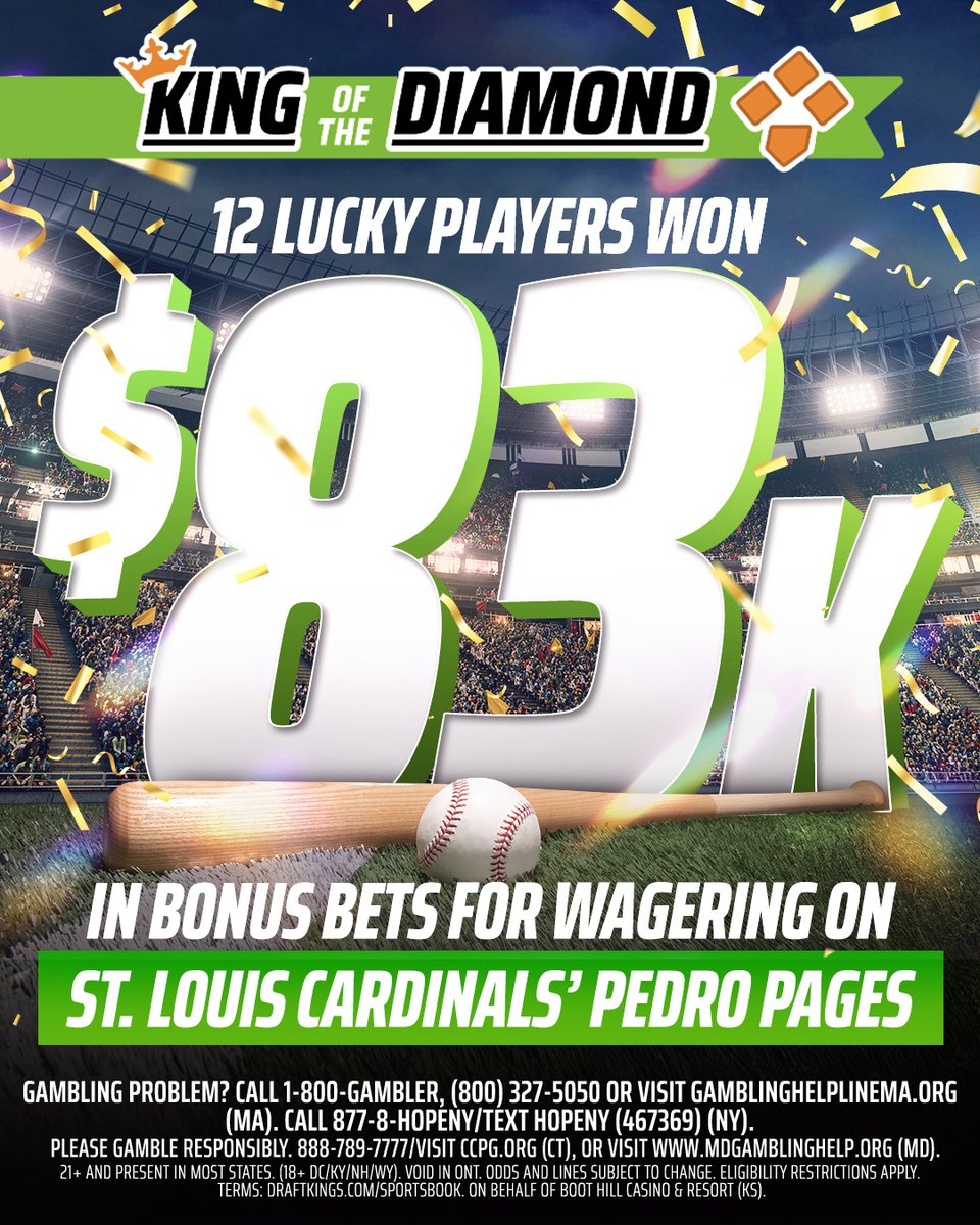 DKSports's tweet photo. Pedro Pagés was last night's #KingOfTheDiamond, and boy oh boy was it a big one 🤯

12 lucky players have officially received $83,334 in Bonus Bets 💰 💰 💰 https://t.co/kRbQzz6GwT