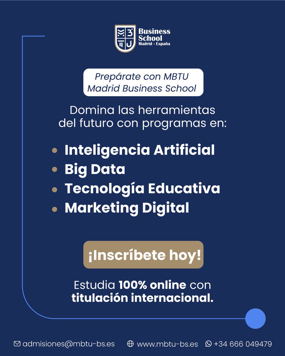 ¿Sabías que la Inteligencia Artificial podría automatizar hasta el 40% de las tareas laborales actuales?
La transformación digital no elimina el trabajo… ¡lo reinventa!

#MBTU #InteligenciaArtificial #FuturoDelTrabajo #EducaciónOnline #TransformaciónDigital #BigData