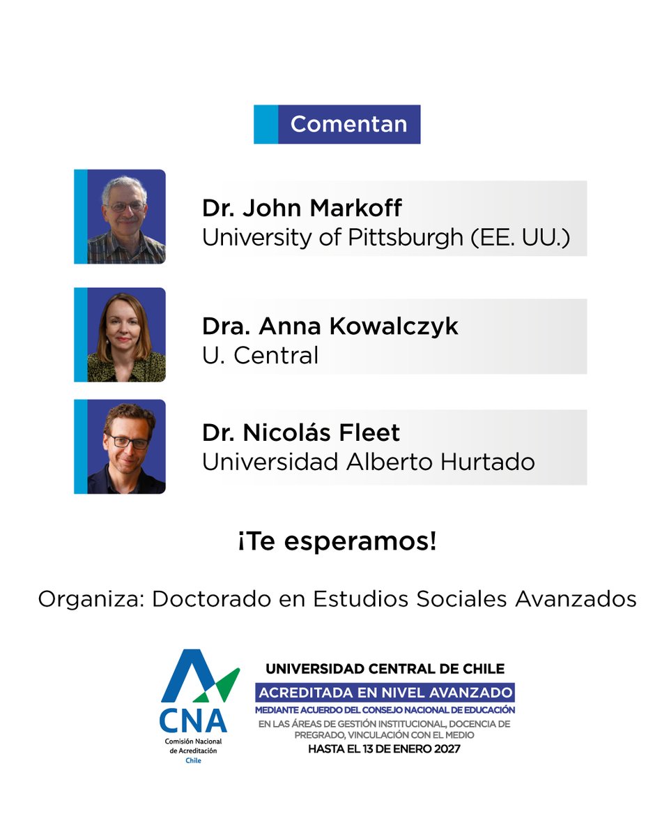 📢 ¡Este jueves 29 de mayo inauguramos el Año Académico 2025 del Doctorado en Estudios Sociales Avanzados !

🕕 18:00 hrs
📍 Salón Rojo, Edificio GHU (Lord Cochrane 417)

#DoctoradoUCEN #EstudiosSociales #Neoliberalismo #MovimientosSociales