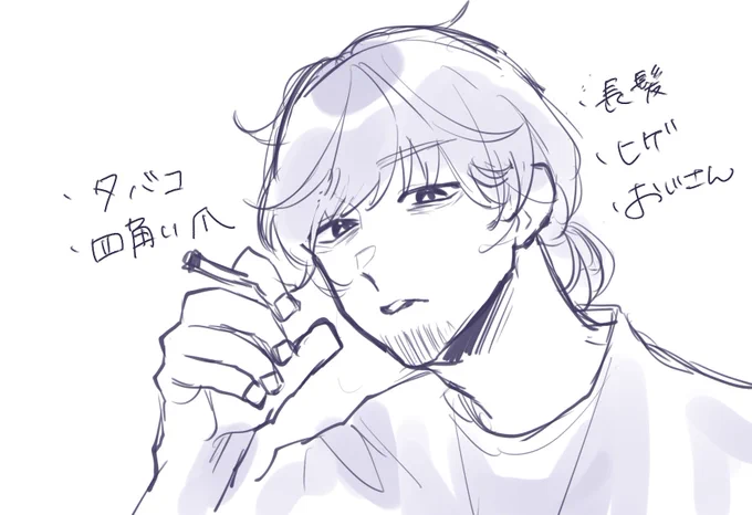 ⑲普段キラキラ可愛い女の子描いてますがタバコ吸ってるおじさんが好きです 