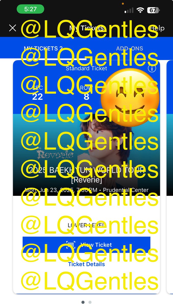 LQGentles's tweet photo. Selling one Baekhyun ticket at Prudential Center in Newark, NJ on Jun 23! SEC 22 ROW 8. Dm for details! 

2025 BAEKHYUN WORLD TOUR [Reverie] https://t.co/HDcugthWfN