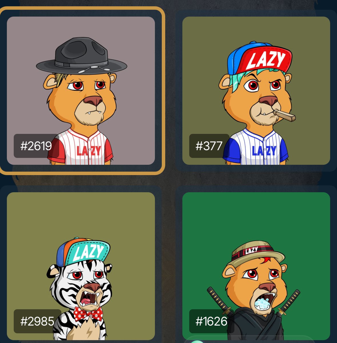 SnowBiz 🦁 👑 (@snowbizremoval) on Twitter photo So I burned some $lazy to RE-Roll some solo <a href="/LazyLionsNFT/">Lazy Lions 👑</a> cubs.. managed to grab 2 more lazy hats, 1 straw hat , & sheriff .. they all are rocking Lazy merch ready to roar
Let’s see what you got in the
cub re-roll !! Shoutout to team for providing further utility to the coin So I burned some $lazy to RE-Roll some solo <a href="/LazyLionsNFT/">Lazy Lions 👑</a> cubs.. managed to grab 2 more lazy hats, 1 straw hat , & sheriff .. they all are rocking Lazy merch ready to roar
Let’s see what you got in the
cub re-roll !! Shoutout to team for providing further utility to the coin