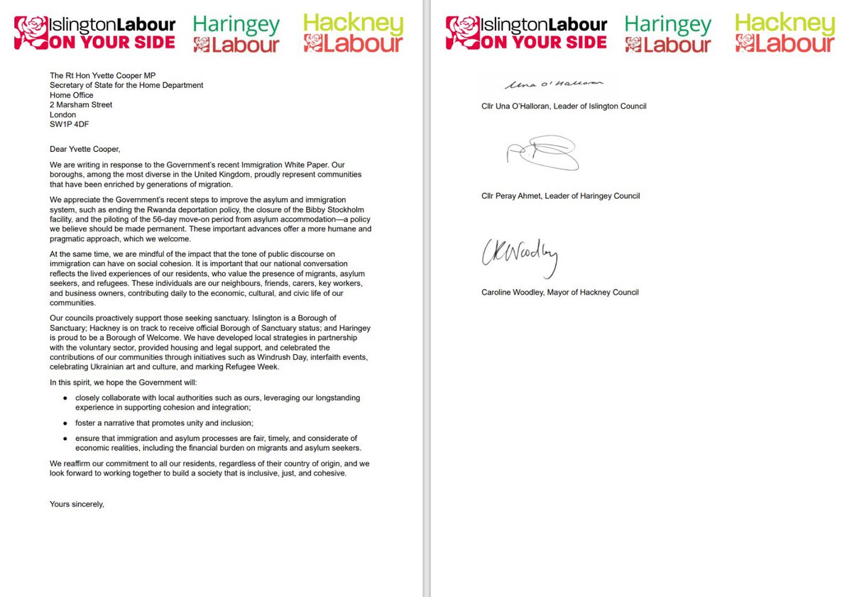 Like our neighbouring boroughs, Islington &amp; Haringey, Hackney has grown with the love, care and labour of immigrants. 

We hope to work with the Government on fostering unity, inclusion, welcome and sanctuary. 🌹