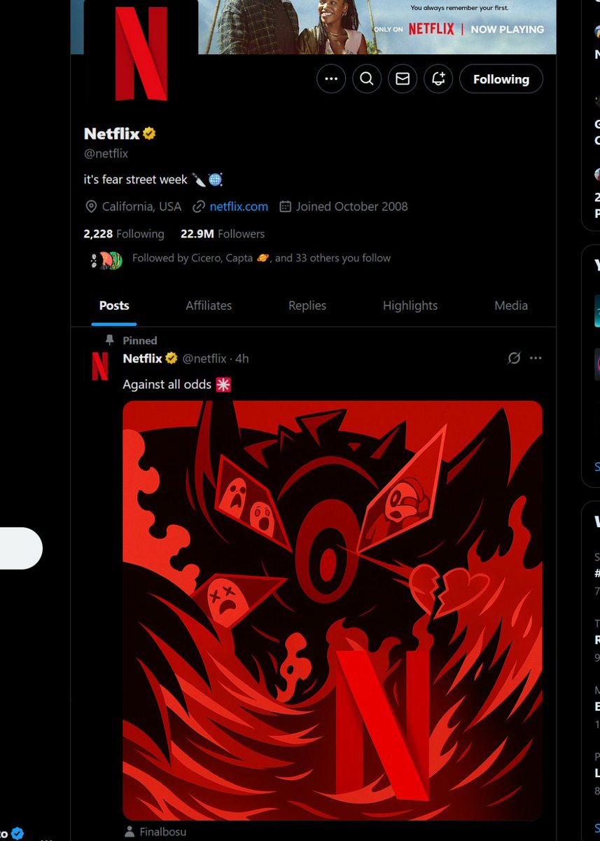 Imagine, you open @x and you see <a href="/netflix/">Netflix</a> x <a href="/finalbosuX/">Finalbosu</a>  post...