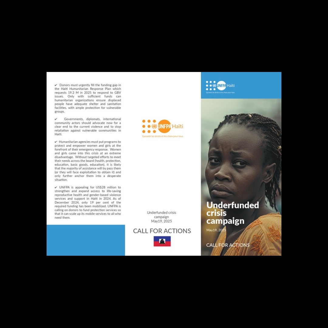 UNFPA Haïti (@unfpahaiti) on Twitter photo Underfunded crisis campaign. Donors must urgently fill the funding gap in the Haiti Humanitarian Response Plan which requests 19.2 M in 2025 to respond to GBV issues.
<a href="/AnoutiSamir/">Samir Anouti</a> <a href="/unfpa_lac/">Fondo de Población de las Naciones Unidas</a> <a href="/UlrikaR_UN/">Ulrika Richardson</a>
unf.pa/4kNIkVl Underfunded crisis campaign. Donors must urgently fill the funding gap in the Haiti Humanitarian Response Plan which requests 19.2 M in 2025 to respond to GBV issues.
<a href="/AnoutiSamir/">Samir Anouti</a> <a href="/unfpa_lac/">Fondo de Población de las Naciones Unidas</a> <a href="/UlrikaR_UN/">Ulrika Richardson</a>
unf.pa/4kNIkVl