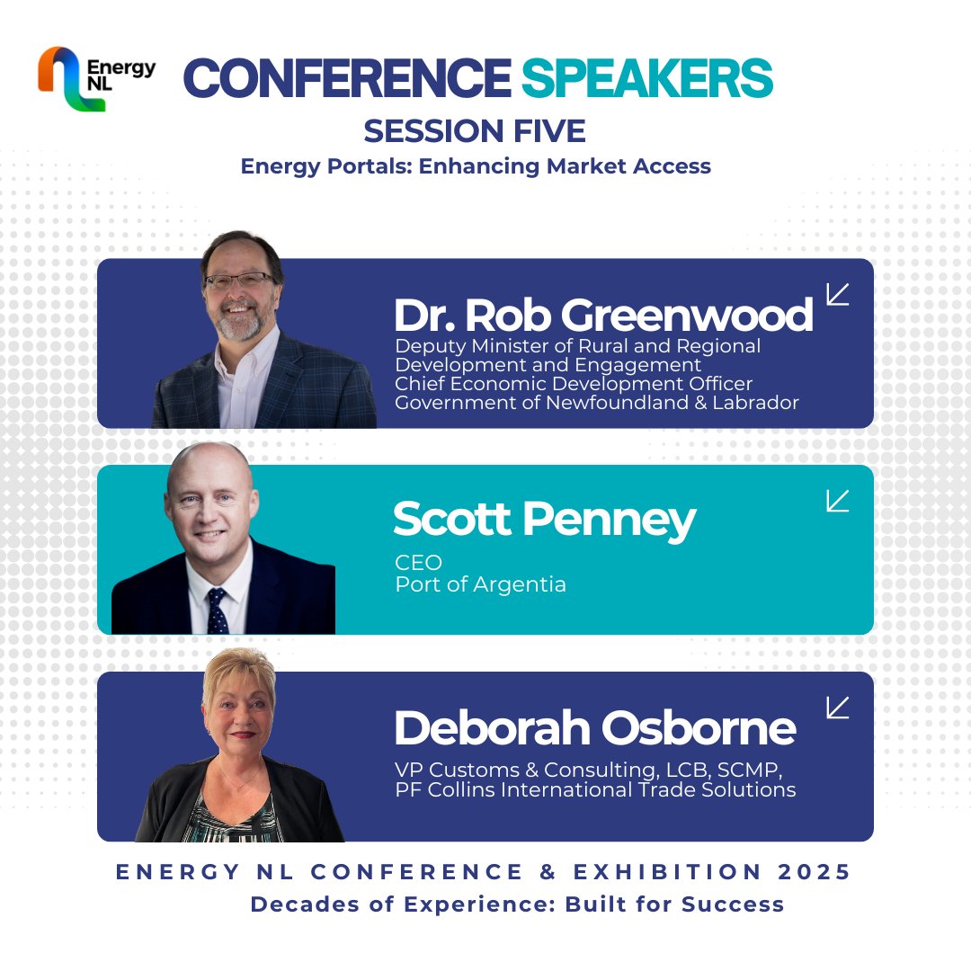 Join us on Thursday, June 5, for Session Five - Energy Portals: Enhancing Market Access at the Energy NL Conference &amp; Exhibition 2025.

Register here: energynl.growthzoneapp.com/ap/Events/Regi…