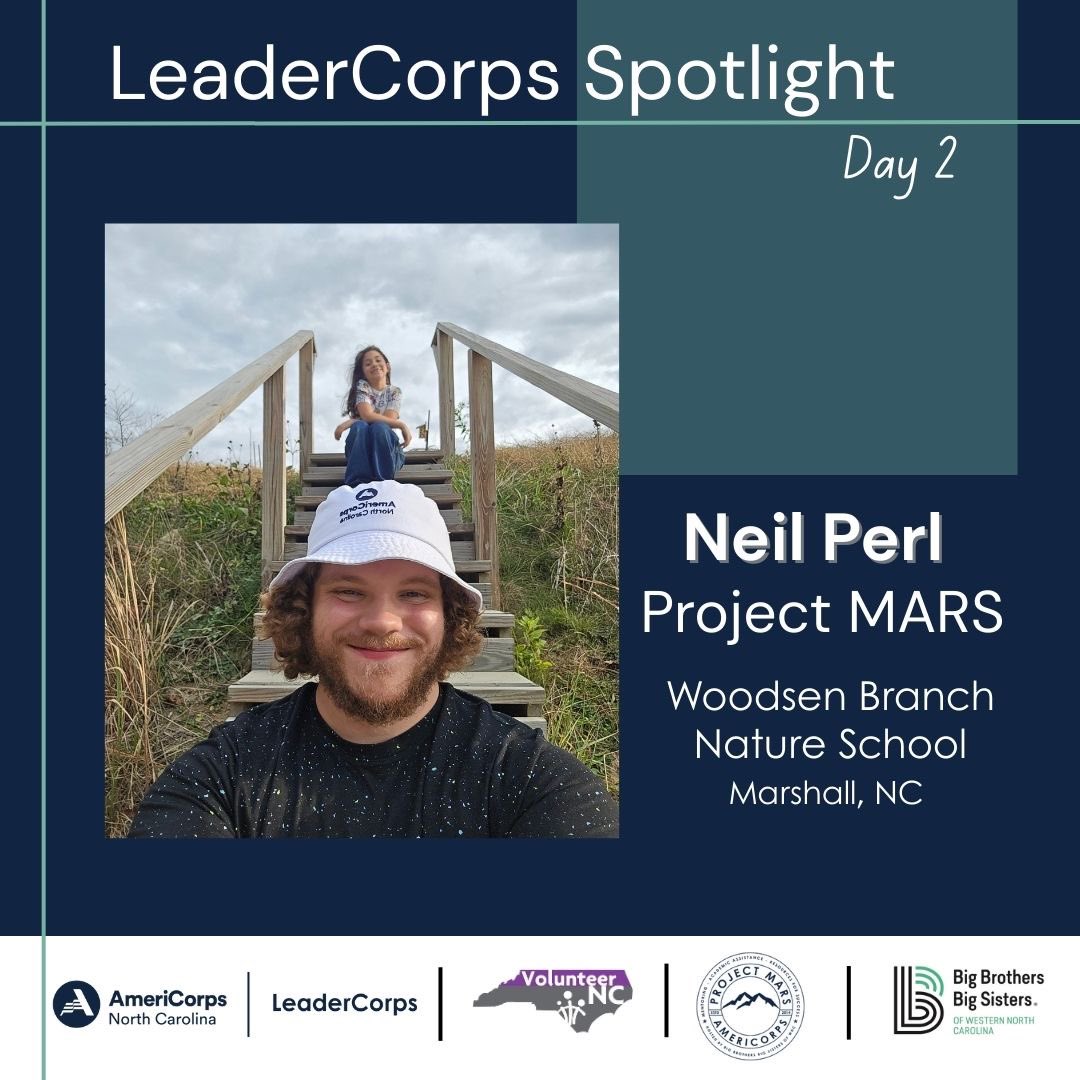 VolunteerNC's tweet image. It’s Day 2 with this week’s #LeaderCorps Spotlights, Neil Perl and Claire Klima serving in WNC with #ProjectMARS! 
♥️🅰️💪 #AmeriCorps #AmeriCorpsNC