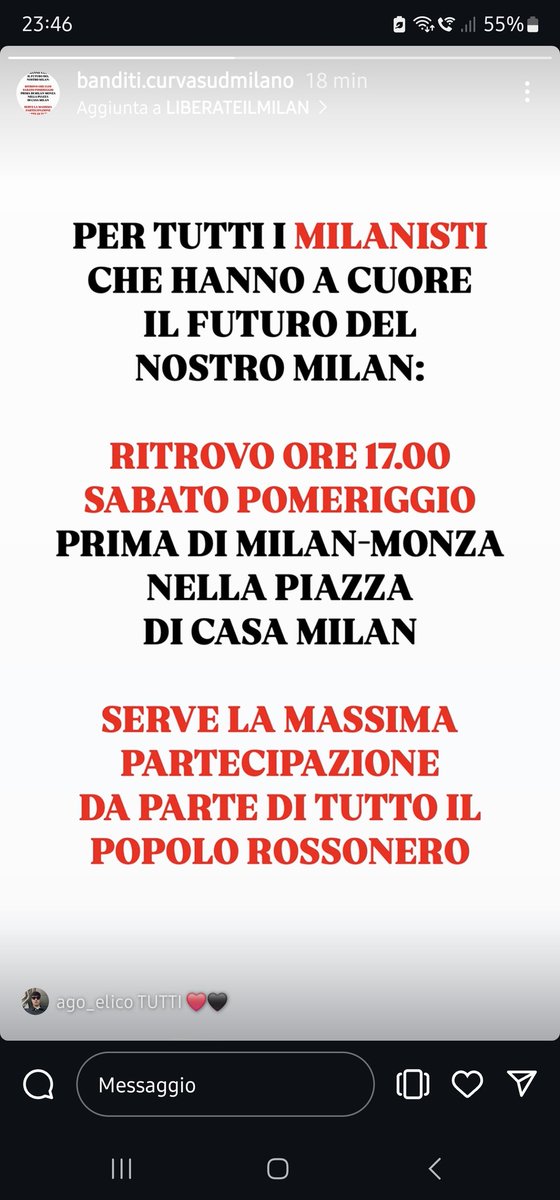 Così la #CurvaSudMilano sui loro canali social 👇