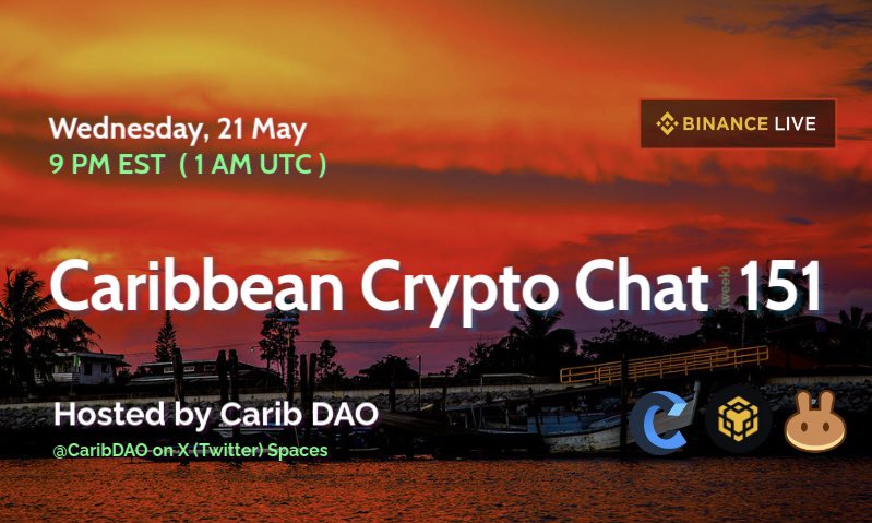 C𝐚r𝐢b𝐛e𝐚n C𝐫y𝐩t𝐨 𝐂h𝐚t 151 🍕 

🕗 WEDNESDAY @ 9PM EST

Host &amp; Speakers: <a href="/CaribVybes/">🌱BNB_SANTA🌳$EEZDY GAXAXY🌱</a> <a href="/dp_carib/">DP</a> <a href="/TropicVibes/">Tropic 🇯🇲</a>

🍕Bitcoin Pizza Day! 
🍕 AI Agents for Creators 
🍕 Upcoming Events

🎙️ Set Reminder ⤵️
x.com/i/spaces/1PlKQ…

🔶 #BinanceLive ⤵️
binance.com/en/live/video?…

#CARIB