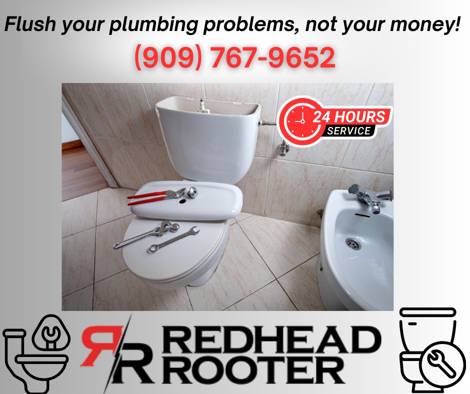 RedheadRooter's tweet photo. Toilet won’t stop running? It’s likely a worn flapper, loose chain, or misaligned float. call RedHead Rooter for expert toilet repair in Upland, CA &amp; beyond! (909) 767-9652 https://t.co/GXMSUvcGic #ToiletRepair #UplandPlumber #SaveWater #RedHeadRooter https://t.co/7i1gJNxcSu
