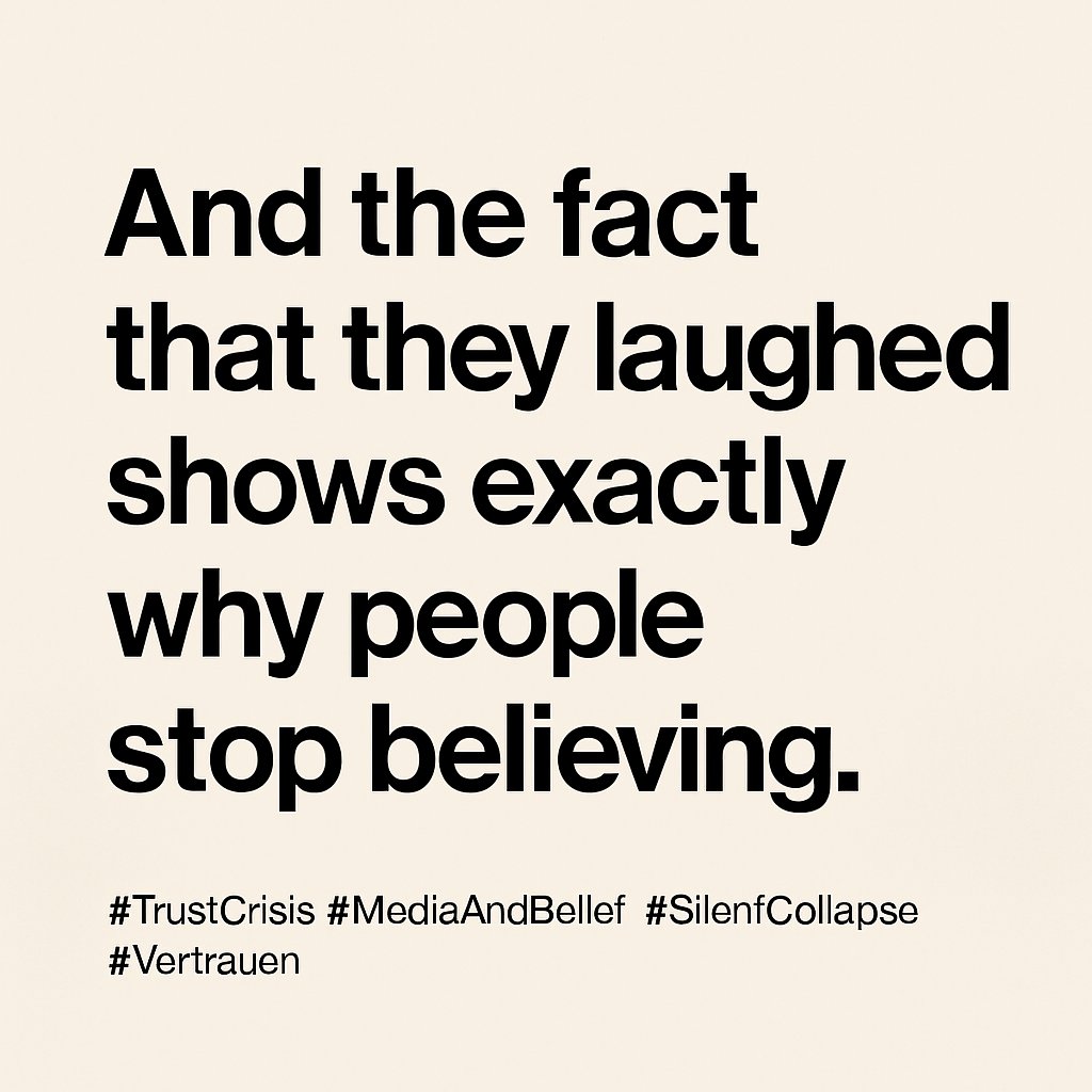 morikei20's tweet image. “More people believe in conspiracy theories,”
said the newscaster — laughing.

But it’s not about what’s true or false.

What’s truly collapsing is trust itself.

And the fact that they laughed
shows exactly why people stop believing.

#TrustCrisis #MediaAndBelief #ZONEproject…