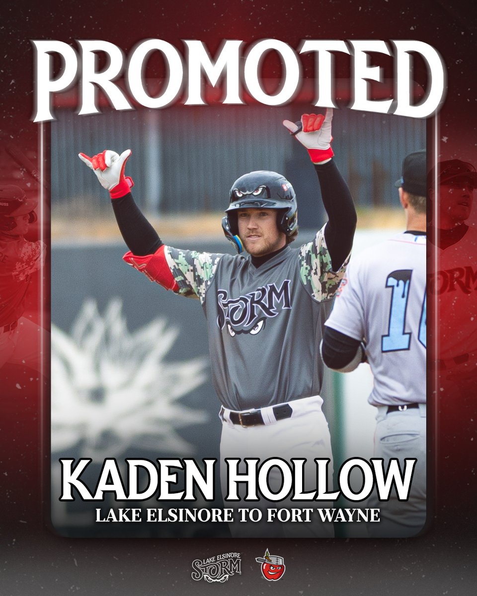 Lake Elsinore Storm (@storm_baseball) on Twitter photo Kaden, Fort Wayne is calling! Congratulations to Kaden Hollow on being promoted to the <a href="/TinCaps/">Fort Wayne TinCaps</a> today!!
#EmbraceTheStorm🌩️ Kaden, Fort Wayne is calling! Congratulations to Kaden Hollow on being promoted to the <a href="/TinCaps/">Fort Wayne TinCaps</a> today!!
#EmbraceTheStorm🌩️