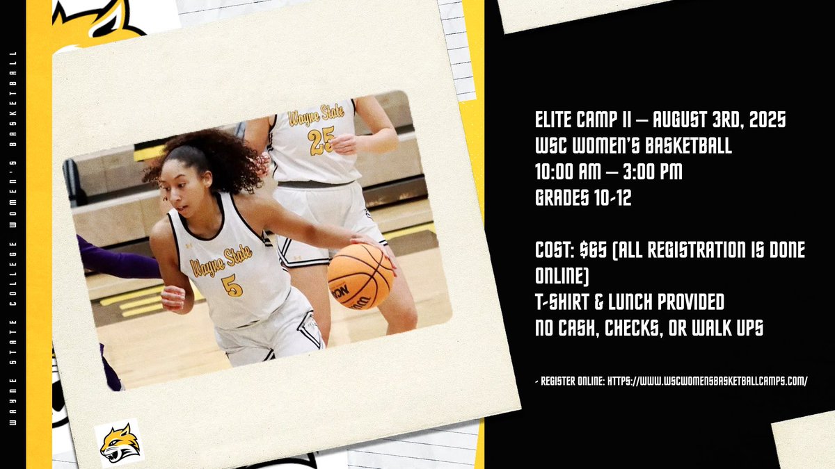 Camp season is here! ⚫️🟡🏀🐾

Register today online for Elite Camp I (June 16th) or Elite Camp II (Aug. 3rd) #PlayforthePaw 

tinyurl.com/mvp6ba8c