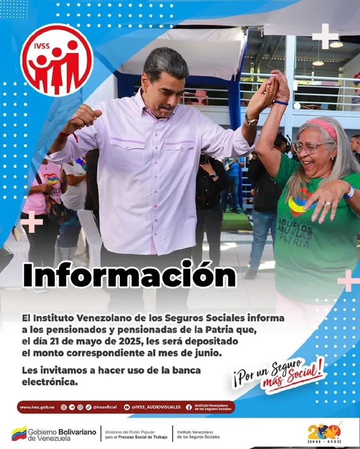 🚨 #ATENCIÓN: El #IVSS anuncia pago de la pensión correspondiente al mes (junio 2025) para los pensionados de la patria.

✅ Una vez que libere el pago se procederá a cancelar el #IngresoContraLaGuerraEconomía a través del #SistemaPatria.

📌 PENDIENTE.

<a href="/BonosSocial/">Bonos Protectores Social Al Pueblo</a> 
#20May