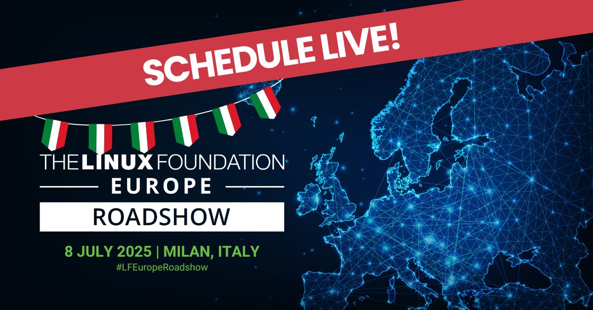 #LFEuropeRoadshow heads to Milan on July 8! Agenda is live – from open banking to innovation in financial services. Hear from <a href="/FINOSFoundation/">FINOS</a> and others driving open collaboration. Register now! hubs.la/Q03nh6ns0