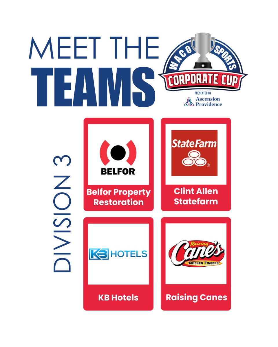 WacoSports's tweet photo. Our small but mighty teams! Who are you excited to compete against?

#CorporateCup #WacoTexas #Waco #WacoTx #Sports #CentralTexas #CentralTexasSports https://t.co/gPUDUU7qSw