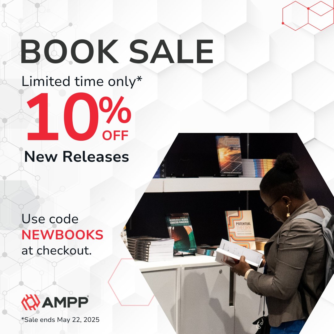 🚨New Release Book Sale – 10% OFF! 🚨
Use the code NEWBOOKS at checkout to save on the latest titles in corrosion, coatings, and material science. Sale ends May 22.
Shop the sale →ow.ly/eEOa50VVTAz
