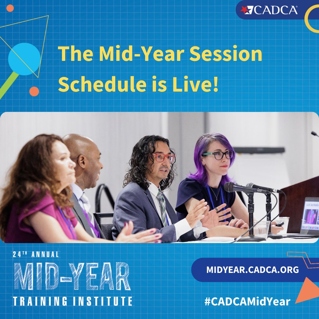 The #CADCAMidYear session schedule is here! Explore the trainings built for prevention professionals like you: midyear.cadca.org/sessions.cfm