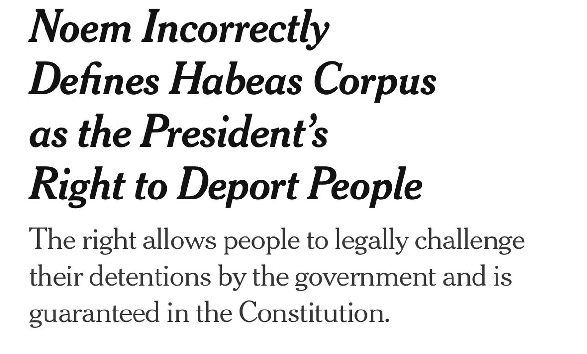 Why isn’t it bigger news that Kristi Noem, a sitting cabinet member, has no f*cking clue what habeas corpus is?