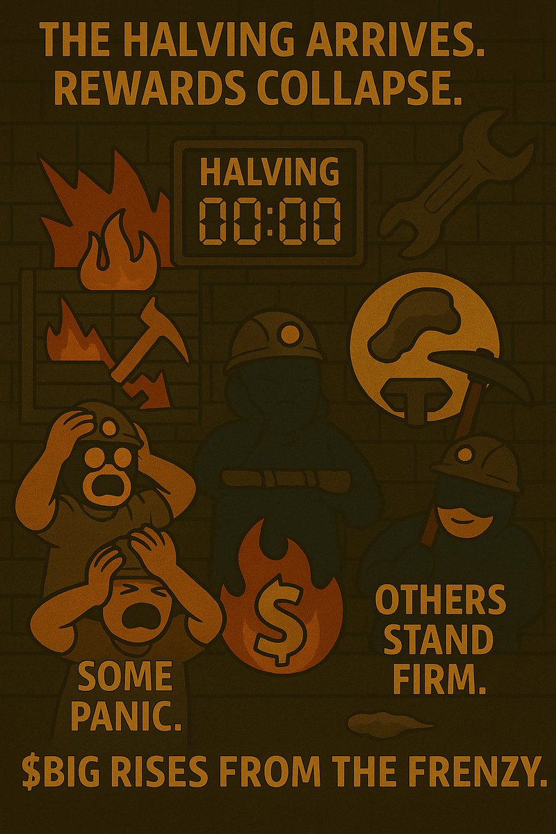 freedom2builder's tweet photo. The halving hits.
Rewards shrink.
Miners panic.
Charts blink.
But while some sell to survive,
Others stack to thrive.
From pressure...
Comes power.
From scarcity...
Comes the spark.
$BIG doesn’t beg. It booms. 💥
#Bigcoin #HalvingSeason #GoBIGorGoHome https://t.co/Tlq5f4IaqM