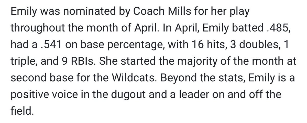 Emily Felski (@emily_g_felski) on Twitter photo So excited to announce that I won Student Athlete of the Month! Thank you to everyone who voted me and Coach Lisa for nominating me! <a href="/TNTMarylandGold/">TNT Maryland Softball 🧨💥🥎</a> So excited to announce that I won Student Athlete of the Month! Thank you to everyone who voted me and Coach Lisa for nominating me! <a href="/TNTMarylandGold/">TNT Maryland Softball 🧨💥🥎</a>