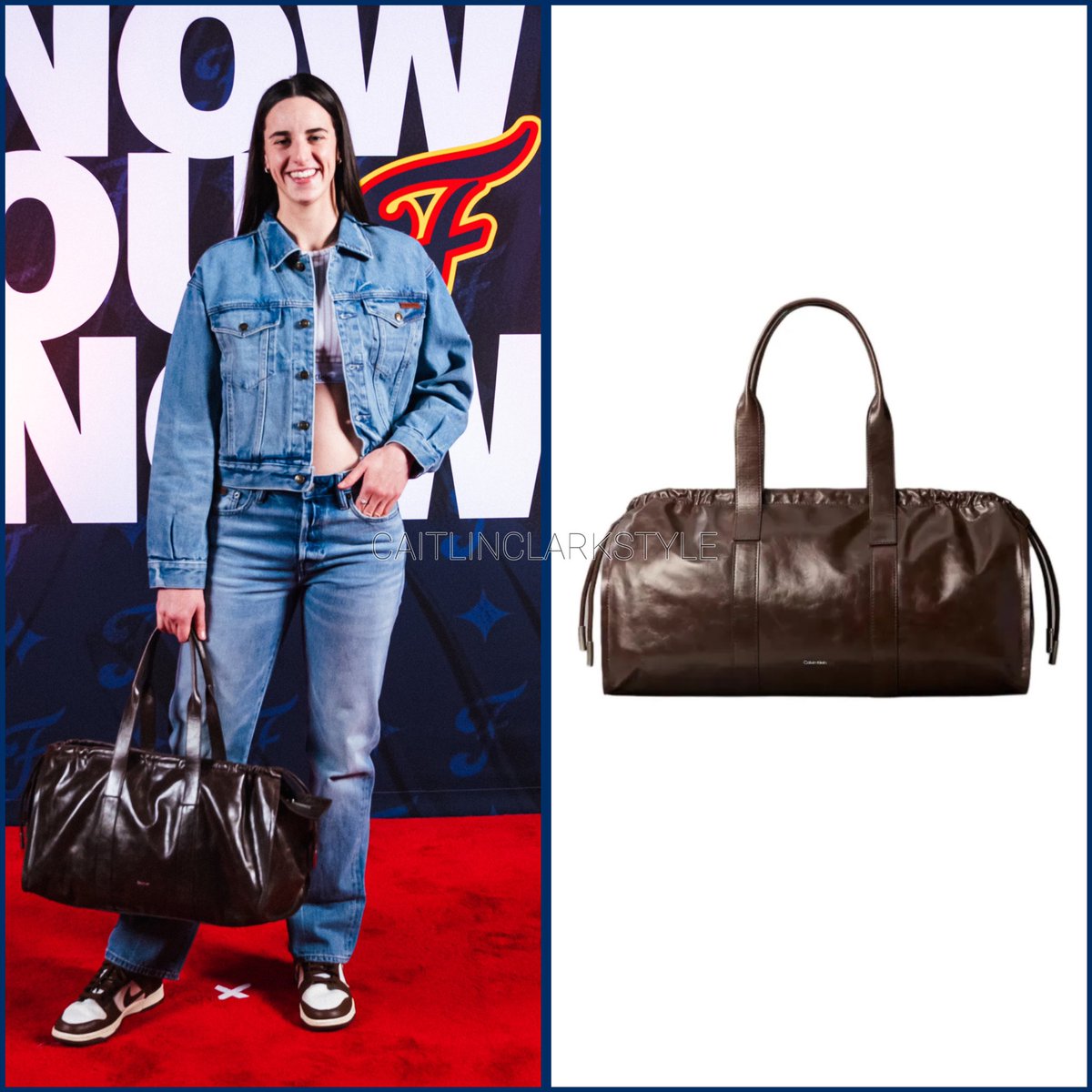 caitlinclarksty's tweet photo. May 20, 2025: @CaitlinClark22 Fever vs Dream | Indianapolis, Indiana | wearing @CalvinKlein Exhibit Bag. Shop: $359 (On sale) https://t.co/swMZK3JPCI #CKPartner

Caitlin carrying the coolest 100% matte leather chocolate brown Calvin Klein bag 🤎 https://t.co/WiV02zKktT