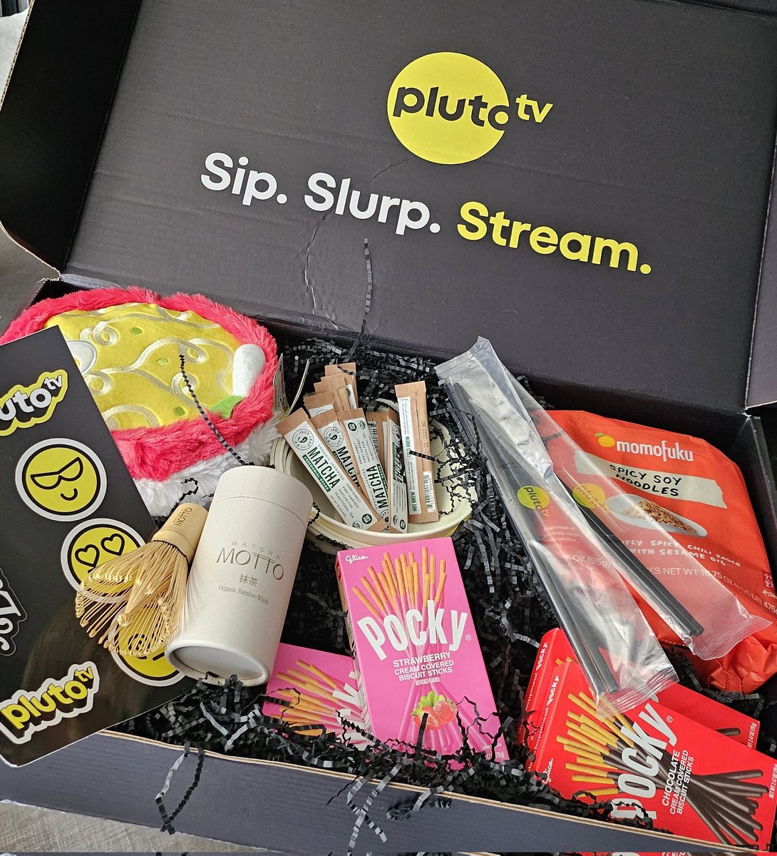 Thank you <a href="/PlutoTV/">Pluto TV</a> for sending over this carepackage to celebrate Ani-May! Let the watch party marathons begin!