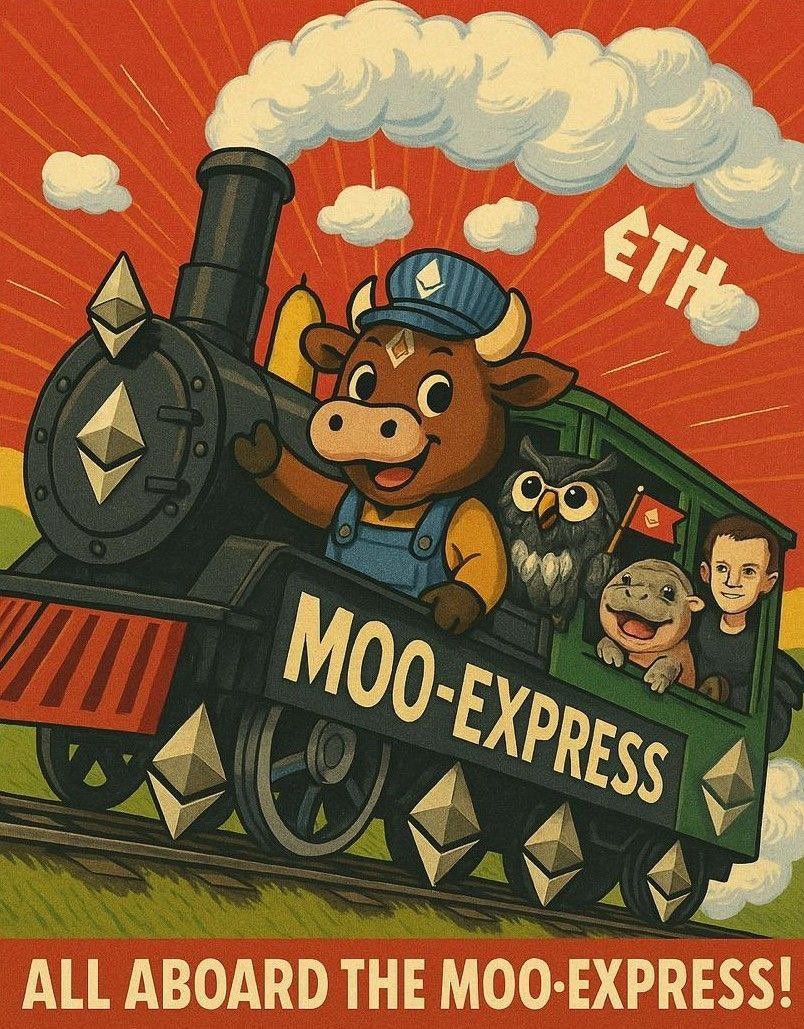 There comes a time in the market when people stop chasing narratives and just hunker down in the solid ones 

Enter MOO COW

Nothing speaks to the market like Moo. Nothing has a better meaning than Moo

Vitalik will Moo again sooner than we think 

MOOOOOO