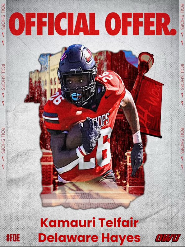 Kamauri Telfair DB 26’ (@kamauritelfair) on Twitter photo Blessed to receive my first offer from OWU thank you <a href="/dezogbogu/">Dez Andrews-Ogbogu</a> for the opportunity
<a href="/Ncornell21/">Nate Cornell</a>
<a href="/Montgomery_DHHS/">Ryan Montgomery</a>
<a href="/HayesFootball19/">Delaware Hayes Football</a> Blessed to receive my first offer from OWU thank you <a href="/dezogbogu/">Dez Andrews-Ogbogu</a> for the opportunity
<a href="/Ncornell21/">Nate Cornell</a>
<a href="/Montgomery_DHHS/">Ryan Montgomery</a>
<a href="/HayesFootball19/">Delaware Hayes Football</a>