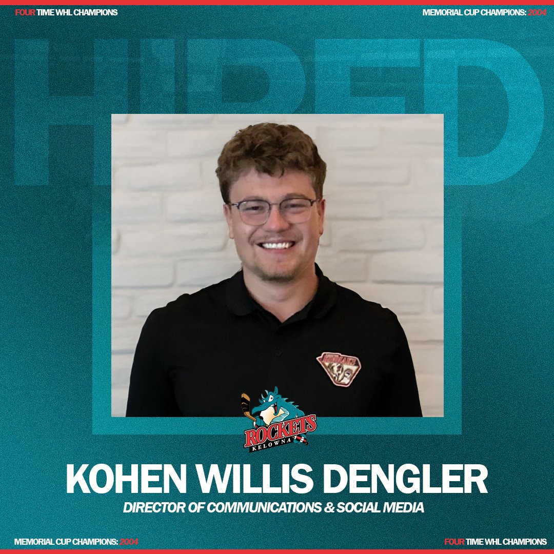 The Kelowna Rockets are proud to welcome Kohen Willis Dengler as our new Director of Communications &amp; Social Media.

Kohen joins us from the Camrose Kodiaks (AJHL), where he led the club’s social media, game day ops, and community relations. A 2024 Sports Management Student of