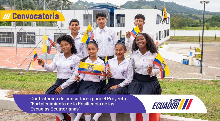 CONVOCATORIA | Junto al <a href="/BancoMundial/">Banco Mundial</a> extendemos una cordial invitación a los consultores que cumplan con el perfil requerido a participar en el proceso de postulación para la contratación de consultores del Proyecto “Fortalecimiento de la Resiliencia de las Escuelas