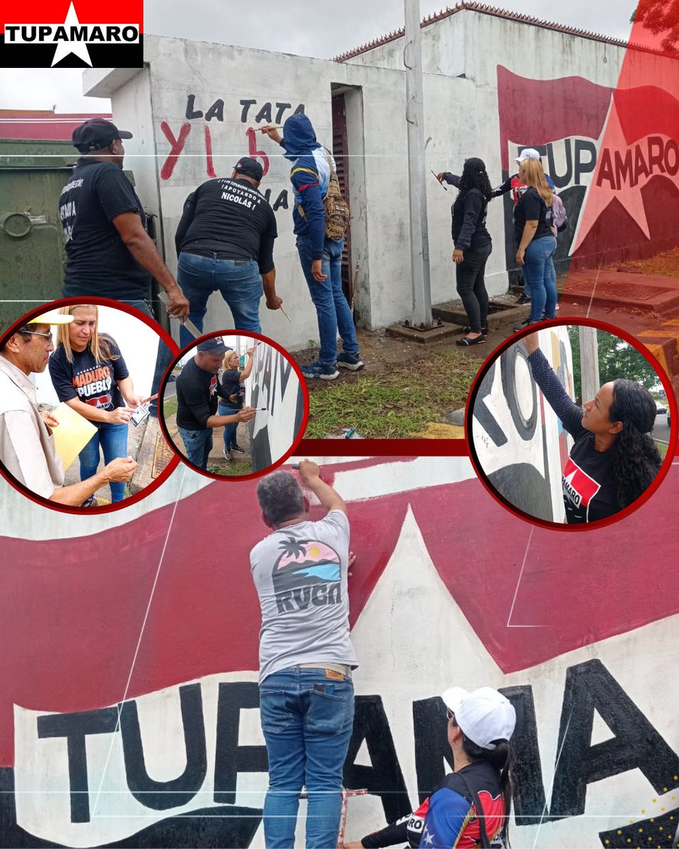 BolivarMrt4's tweet photo. La militancia del Mpio. Caroní vivió una jornada gloriosa, con la recuperación de uno de nuestros murales en la Pquia. Unare, estando presente los camaradas @ChristoferRuben Sec. Nal. De Obreros y Trabajadores del Campo y @tupafarias Resp. De Formación del Bloque Oriental. https://t.co/sBw9l1YXSC