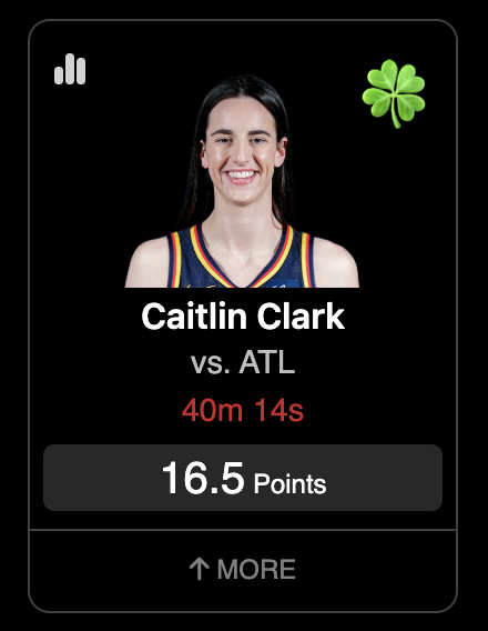 Waged_War's tweet photo. 🍀 Caitlin Clark Alert!
She's heating up vs. ATL 🔥
⏰ Just 40 minutes left!
📈 Projected: 16.5 Points

Will she deliver? Lock in your picks NOW! ⬆️
#WNBA #CaitlinClark #FantasySports #GameDay #ClutchPerformer https://t.co/FZ7ogIuXVV