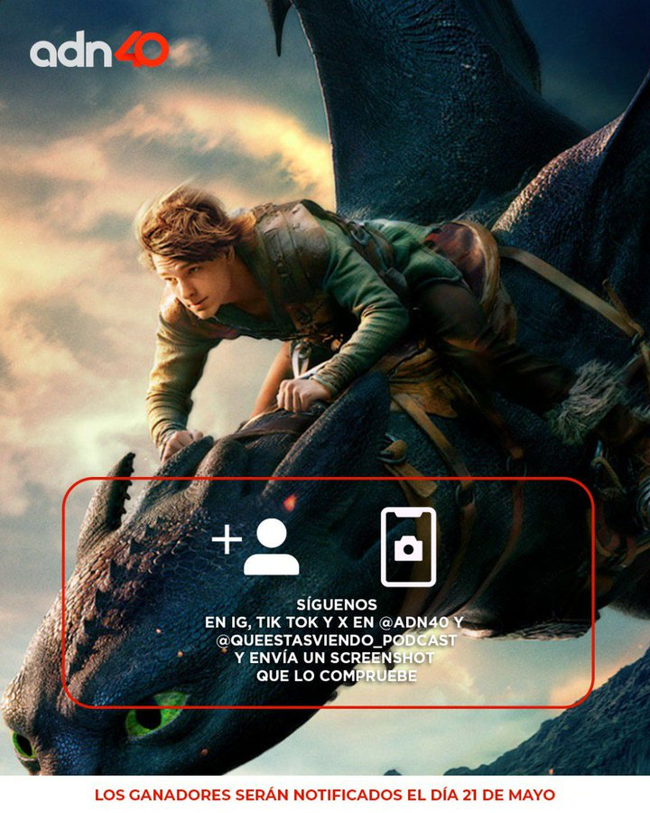 adnnoticiasmx's tweet photo. 🐉¡Vuela rumbo a la aventura!🎬
Tenemos pases cuádruples para la premier de Cómo entrenar a tu dragón 🐲

Descarga la app de adn40, sigue los pasos y participa👇🏽

📍Cinépolis Universidad
📅Domingo 1 de junio
⏰ 12:00 p.m.

@queestasviendo_ 

🔗 Android: https://t.co/E3gVyvO7Uq
🔗 iOS: https://t.co/ga3w3KWRhh