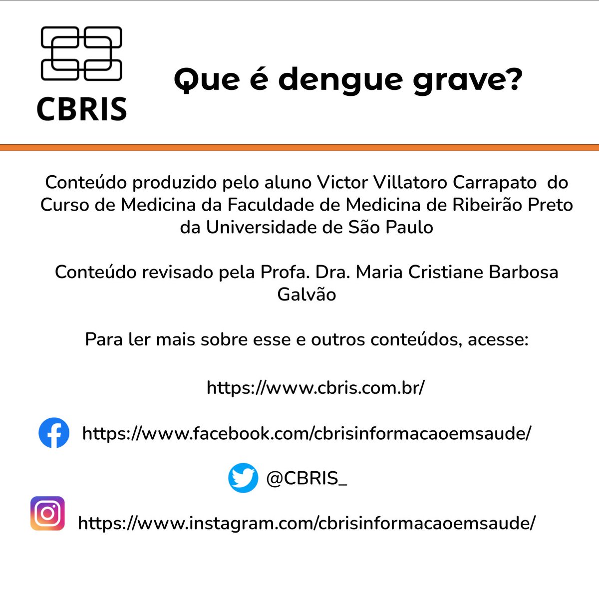 CBRIS_'s tweet photo. Fala, pessoal! Tudo bem? Para saber mais sobre dengue grave acesse o link: https://t.co/w6WOmioQiS #usp #fmrp #cbris https://t.co/HotObM6H7Y