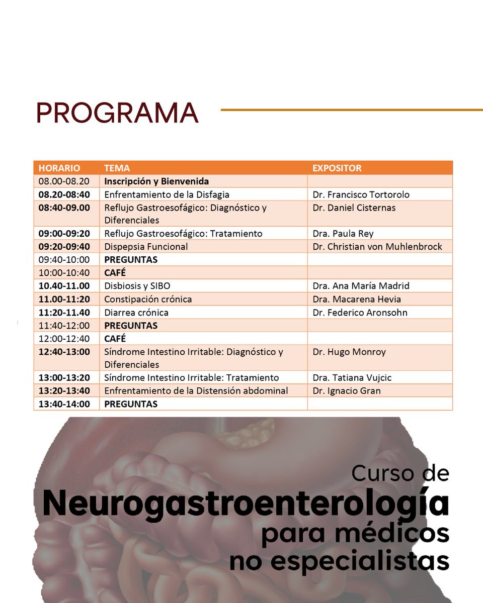 🧠✨ ¡Actualízate en patologías digestivas funcionales!

Te invitamos al Curso de Neurogastroenterología para Médicos No Especialistas, organizado por la Agrupación Chilena de Neurogastroenterología con el patrocinio de la SCHGE.

Inscríbete acá: shorturl.at/tGjIF