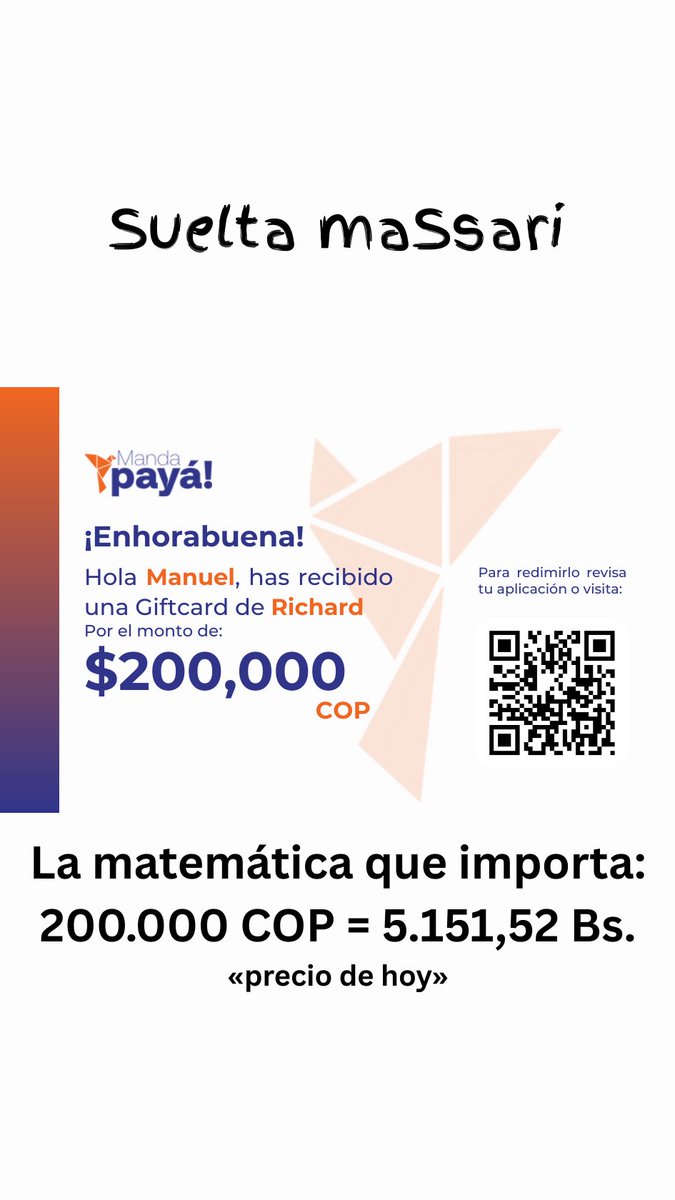 mandapayapp's tweet photo. «Burda de Bolos pa’ la despensa»
Resuelve pa unos dias,genera descanzo de alma.
Poder ayudar a los tuyos en Venezuela es una acto de bondad
Compra con nosotros tus tarjetas de regalo https://t.co/sPonKVjNKD