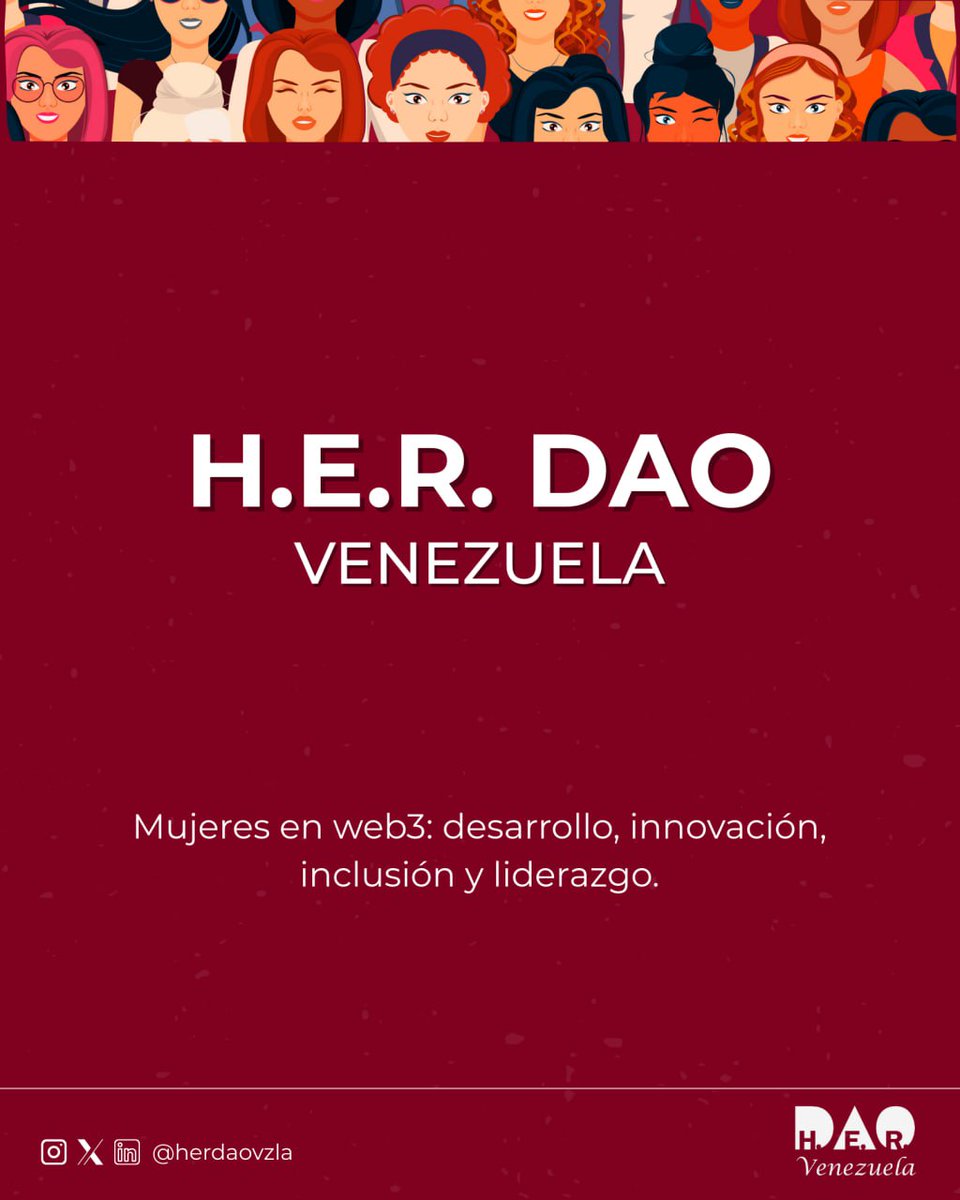 📢 ¡Llegó el momento de construir el futuro en Venezuela! 🇻🇪🚀

Presentamos H.E.R. DAO Venezuela 🇻🇪, un espacio para mujeres venezolanas apasionadas por la Web3, el desarrollo blockchain y la tecnología descentralizada.

Conecta a través de Telegram: t.me/@herdaovzla