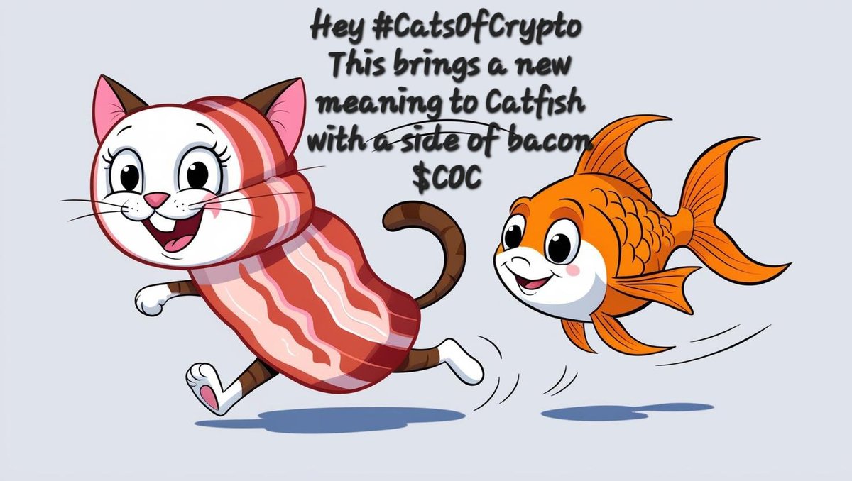 CatsOfCrypto9's tweet image. 🐾🐟 Hey #CatsOfCrypto, check this out! Our feline friend wrapped in bacon is serving up a fresh twist on &quot;catfish&quot; with a side of $COC—talk about a purr-fect combo! 🥓💸 Let’s dive into this crypto feast and make some waves together! #CryptoCuteness #BaconBits #Crypto 
Solana CA…