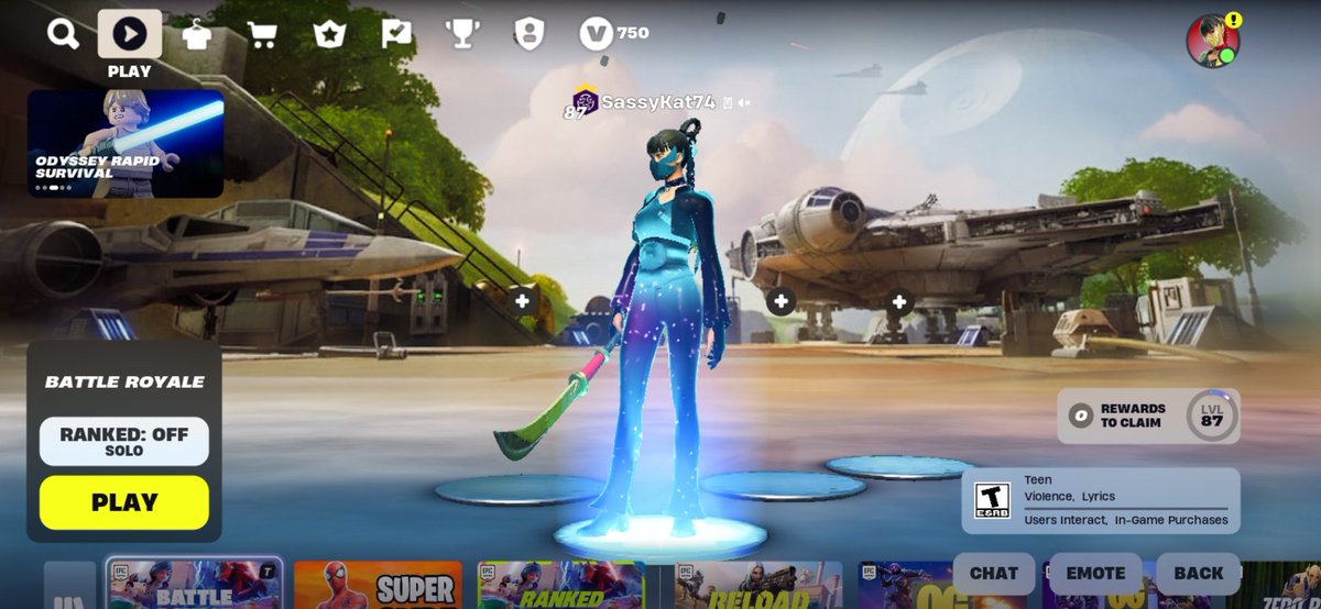 SassyKat74_'s tweet photo. @FortniteStatus 
Please fix Lary of Cranes pickaxe.  When she is holding it, it stays the default skin. https://t.co/pHWQmDDmt8