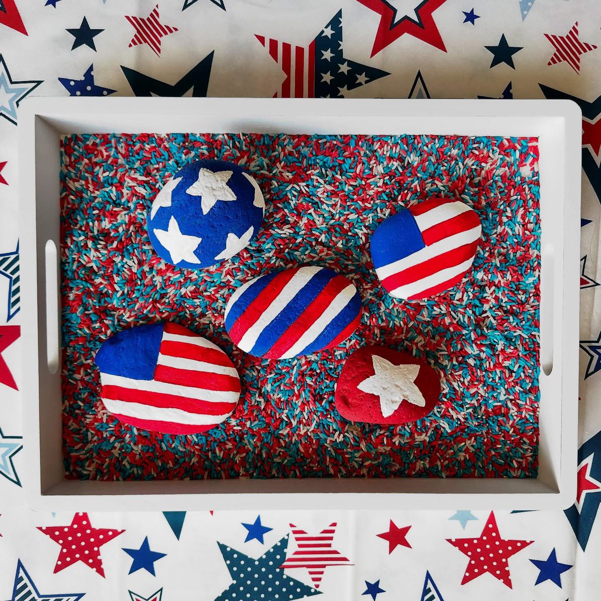 Curiouskidslab's tweet photo. 🇺🇸 Honor and remember with a little art from the heart. Today we painted American symbols on rocks to place near memorials and gravesites—small hands making big tributes. ❤️💙⭐️ 
https://t.co/uVjxUTkbkC
#MemorialDay #NeverForget #PatrioticCrafts #RockPainting #KidsCrafts #AmericanSymbols