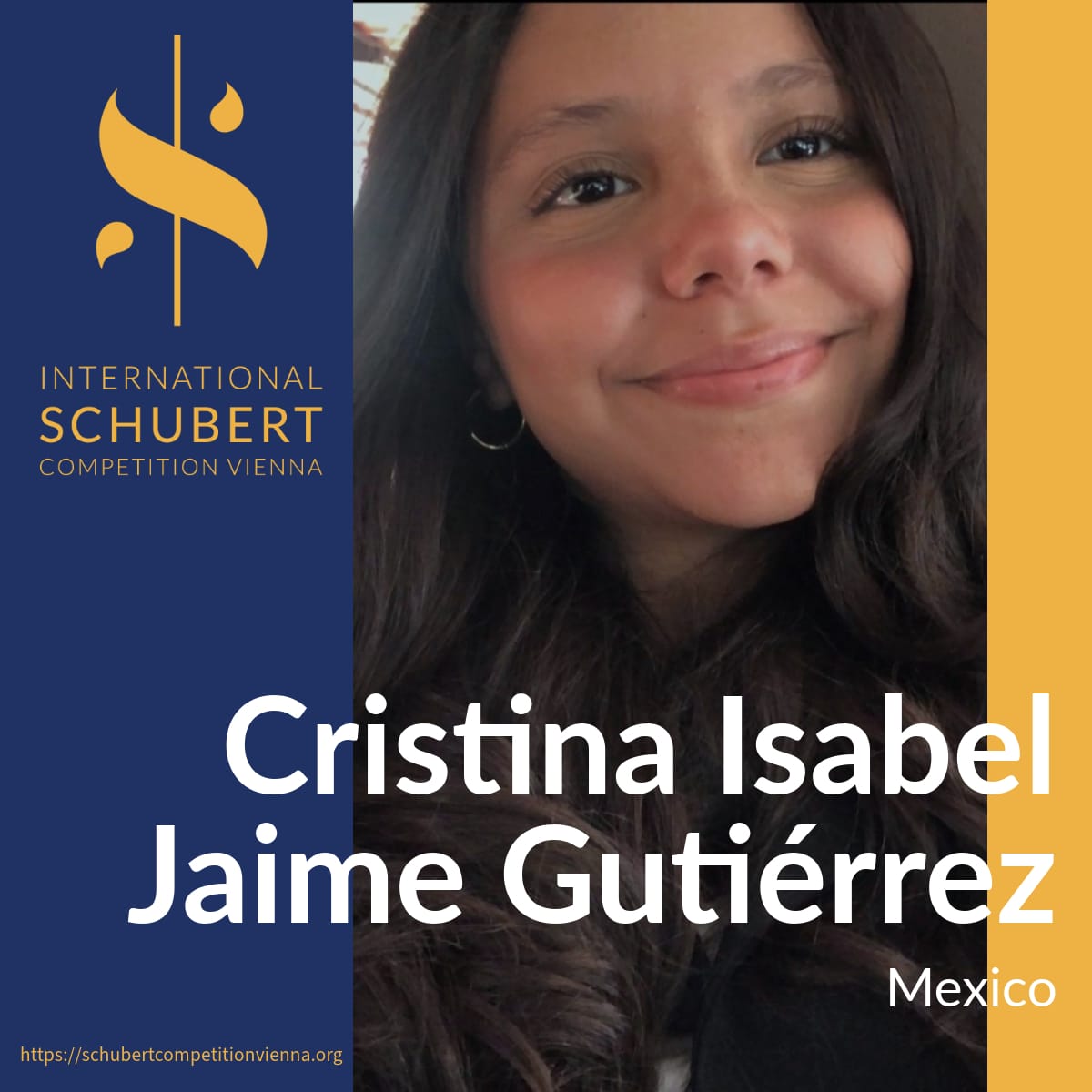 Cristina Isabel Jaime Gutiérrez, alumna de la Academia de Música Rafaela Sotelo a cargo del Mtro Germán Esquer , participó en el International Schubert Competition Vienna, obteniendo Mención Honorífica en la categoría “Junior Virtuoso”, quedando su voz en as 20 mejores del mundo.